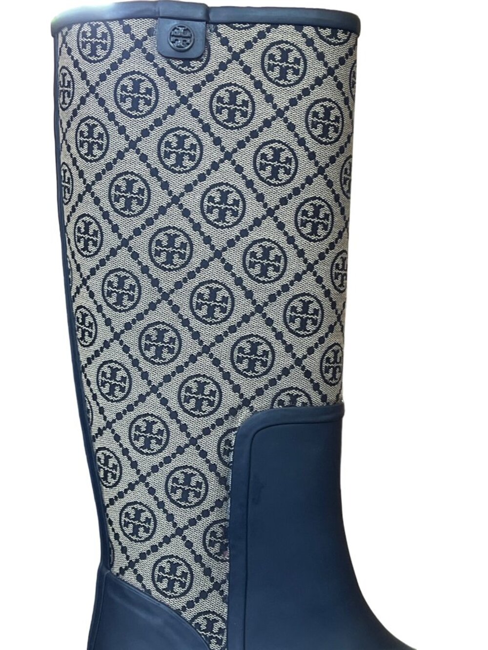 N-84. Tory Burch T Monogram Hurricane Tall Boot Perfect Navy US 8 - Picture 6 of 7
